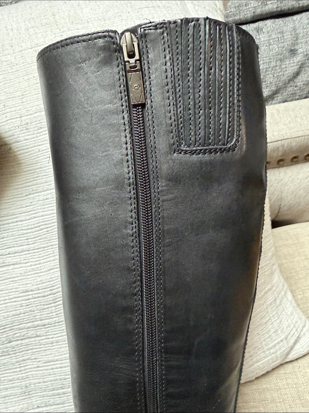 UGG Black Leather Knee-High Riding Boots - Picture 14 of 15